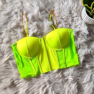 Bustier green crop top
